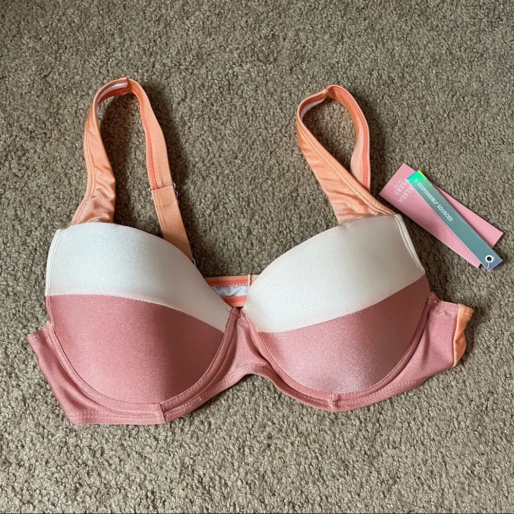 Chelsea Peers Underwire Bikini Top In Metallic Rose - Picture 1 of 9